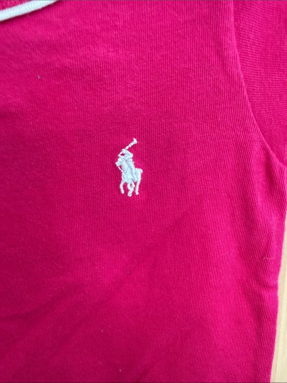 NWT. Ralph Lauren Hot Pink Infant Polo Bodysuit with White Trim